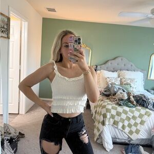 White Ruffled Women's Top